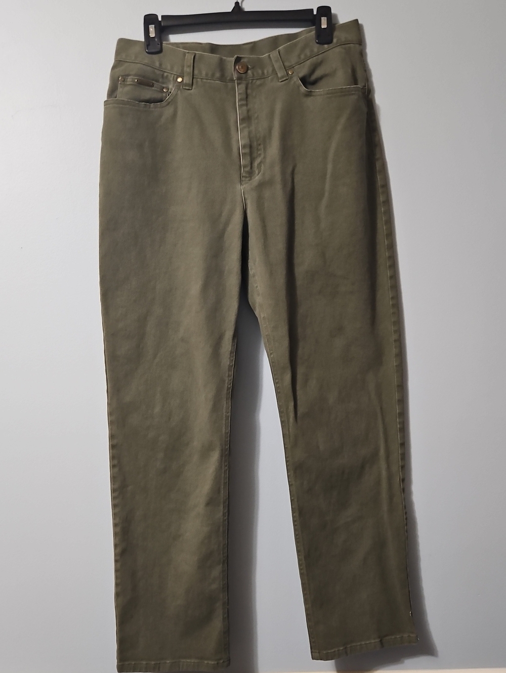 Lauren Jean Co Women's Dark Olive Green Straight Leg Jeans Pants Size 12 - Picture 2 of 13